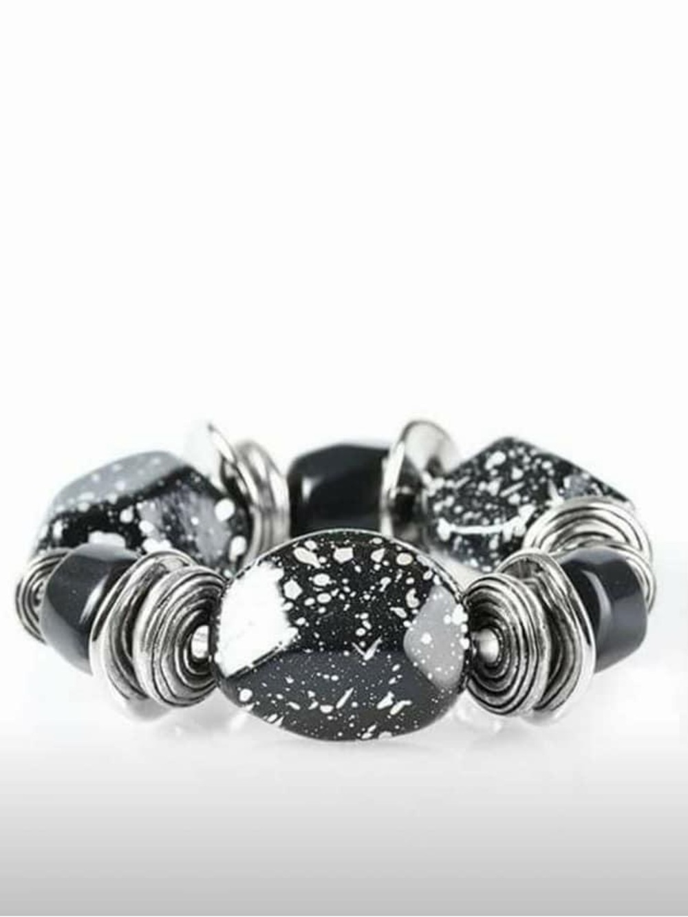 paparazzi Black and White Speckled Stretch Bracelet